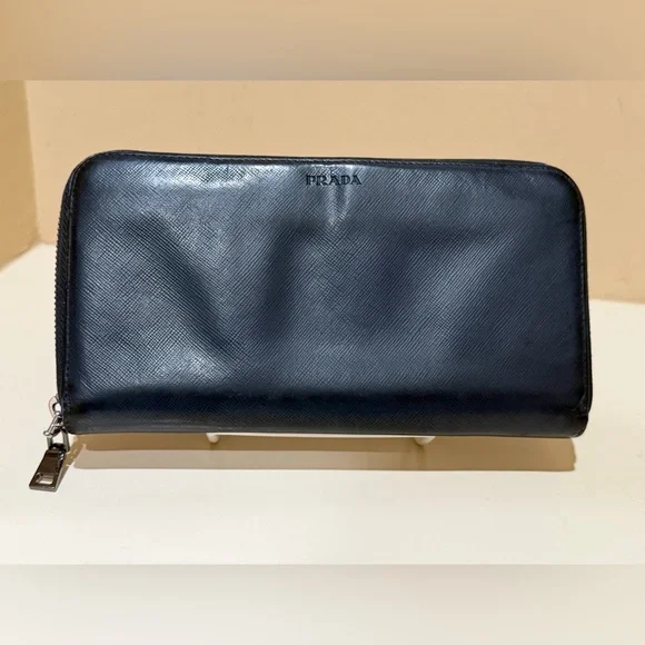 Prada Saffiano Leather Long Black Zippy Wallet - Picture 1 of 16